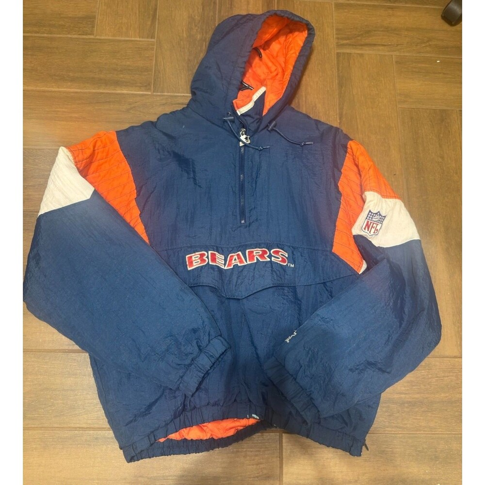 Vintage 90s Chicago Bears Starter NFL Pullover Jacket Hooded Mens XL
